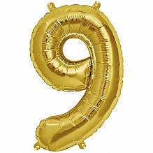9 Folienballon 9 gold Zahl - Pilzessin.at - zauberhafte Kinderdinge