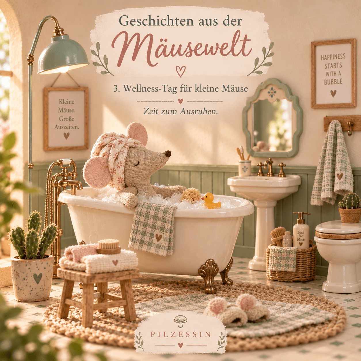 Wellness-Tag für kleine Mäuse – Geschichten aus der Mäusewelt - Pilzessin.at - zauberhafte Kinderdinge