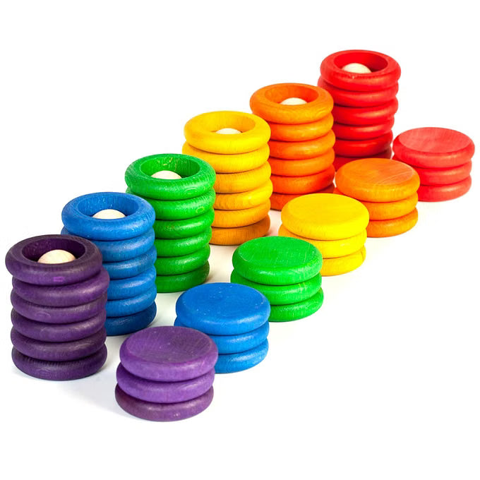 Grapat Nins®, Rings & Coins – 60-tlg. Regenbogen-Set ab 18 Monaten