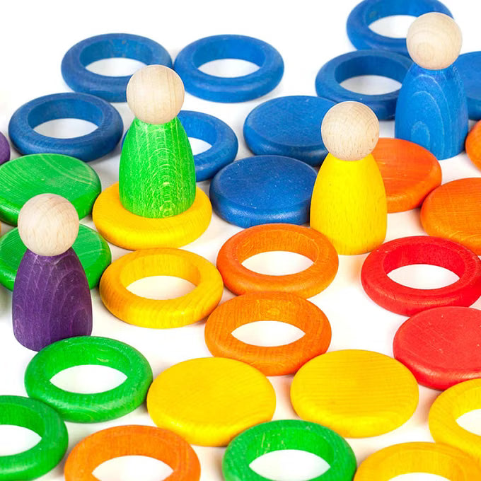 Grapat Nins®, Rings & Coins – 60-tlg. Regenbogen-Set ab 18 Monaten