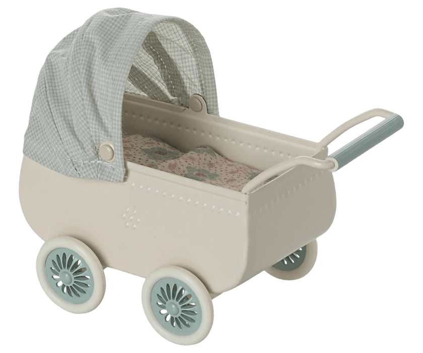 Kinderwagen mit Babymaus in Minze - Pilzessin.at - zauberhafte Kinderdinge