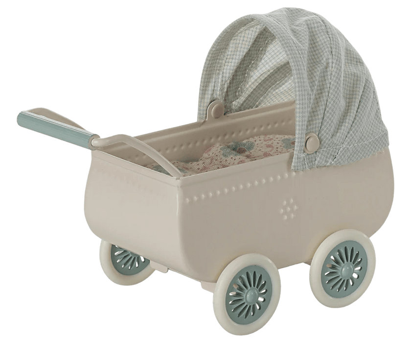 Kinderwagen mit Babymaus in Minze - Pilzessin.at - zauberhafte Kinderdinge