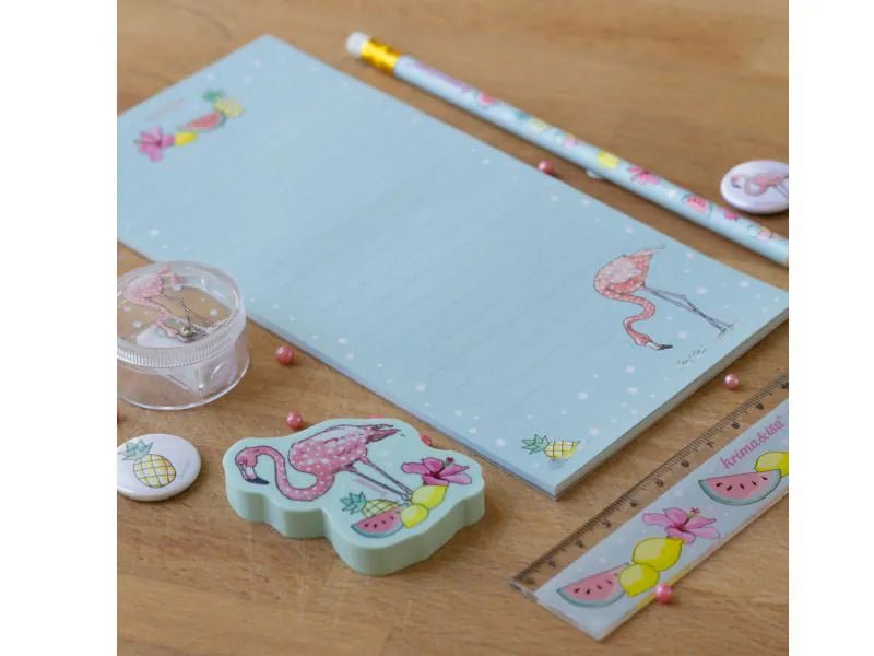 krima & isa Schreibset FLAMINGO – Alles dabei für kleine Schreibtalente - Pilzessin.at - zauberhafte Kinderdinge