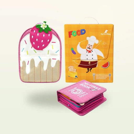 Quiet Book mit Rucksack - Feinschmecker, rosa (1-3 Jahre) - Pilzessin.at - zauberhafte Kinderdinge
