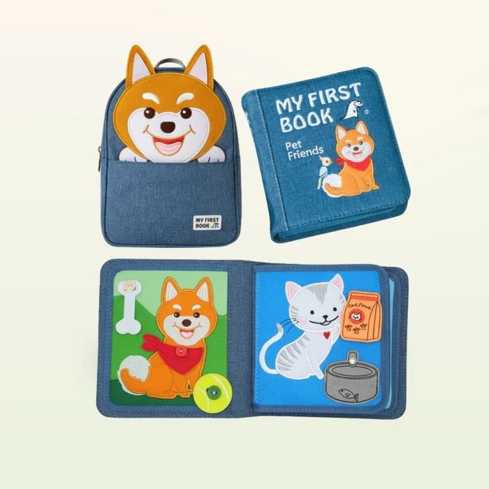 Quiet Book mit Rucksack - Haustiere (1-3 Jahre) - Pilzessin.at - zauberhafte Kinderdinge