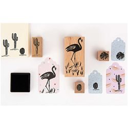 Stempelset Tropical Spring Flamingo – 5 - teilig - Pilzessin.at - zauberhafte Kinderdinge