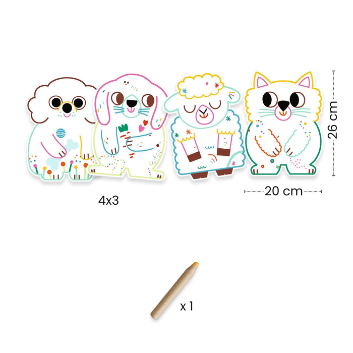 +18m Ausmalbilder mit verdeckten Farben | Haustiere von Djeco - Pilzessin.at - zauberhafte Kinderdinge