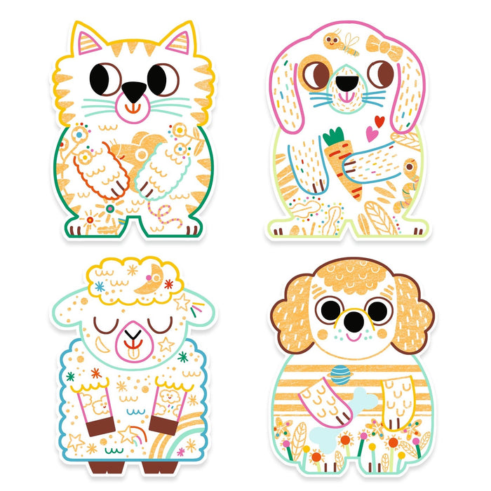 +18m Ausmalbilder mit verdeckten Farben | Haustiere von Djeco - Pilzessin.at - zauberhafte Kinderdinge