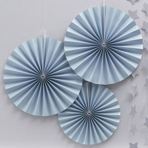3 blaue Blumenfächerdekos - Pilzessin.at - zauberhafte Kinderdinge
