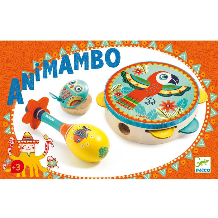 ⋙ 3-teiliges Set: Tambourine, maracas, castanet Animambo von Djeco ♥ - Pilzessin.at - zauberhafte Kinderdinge