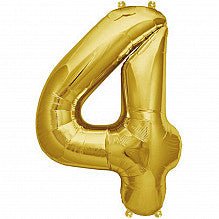 4 Folienballon gold Zahl - Pilzessin.at - zauberhafte Kinderdinge