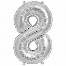 8 Folienballon Nummer 8 silber Zahl - Pilzessin.at - zauberhafte Kinderdinge