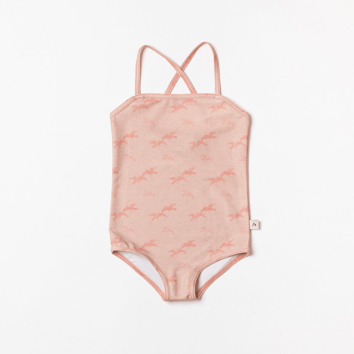 Badeanzug Mädchen UV 50 rosa mit Vögeln von Alba - Pilzessin.at - zauberhafte Kinderdinge