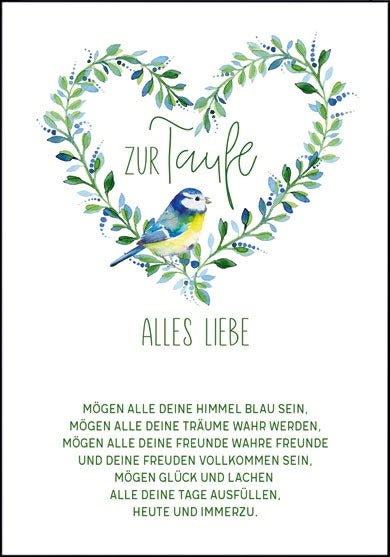 Glückwunschkarte Taufe Vögelchen von EDITION GOLLONG - Pilzessin.at