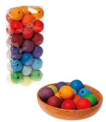 Große Holzperlen 36 Stück Regenbogenfarben von Grimm´s - Pilzessin.at - zauberhafte Kinderdinge