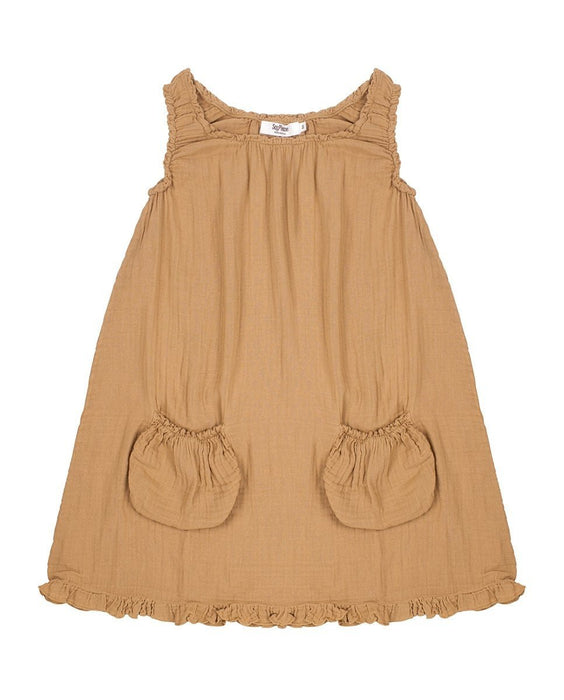 Hängerkleid Mädchen aus Bio Musselin kamel von SayPlease - Pilzessin.at - zauberhafte Kinderdinge