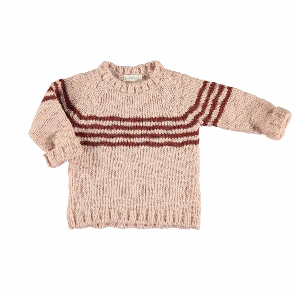 Knitted sweater Pink and brick stripes von Piupiuchick bei Pilzessin - Pilzessin.at - zauberhafte Kinderdinge