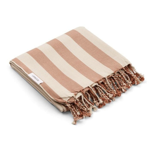 Mona beach towel Y/D stripes Tuscany rose / Creme de la creme - Pilzessin.at - zauberhafte Kinderdinge