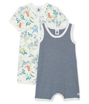 Petit Bateau Duo Baby - Kurzoveralls für Jungen aus Rippstrick - Pilzessin.at - zauberhafte Kinderdinge