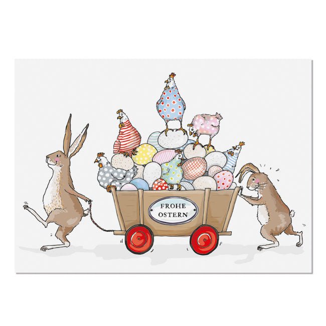 Postkarte Fleißiger Osterhase von Krima & Isa - Pilzessin.at - zauberhafte Kinderdinge
