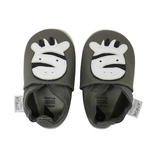 Soft Soles Lederpuschen Zebra grau von Bobux - Pilzessin.at - zauberhafte Kinderdinge