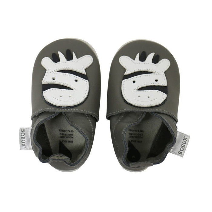 Soft Soles Lederpuschen Zebra grau von Bobux - Pilzessin.at - zauberhafte Kinderdinge