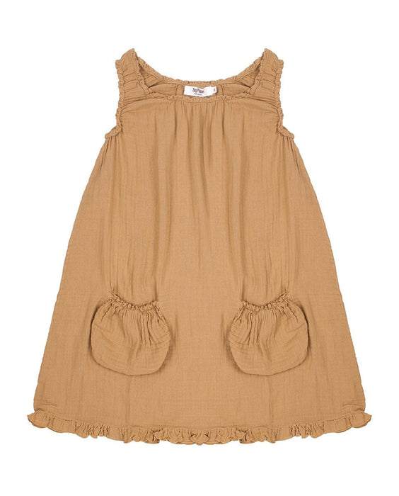 Hängerkleid Mädchen aus Bio Musselin kamel von SayPlease