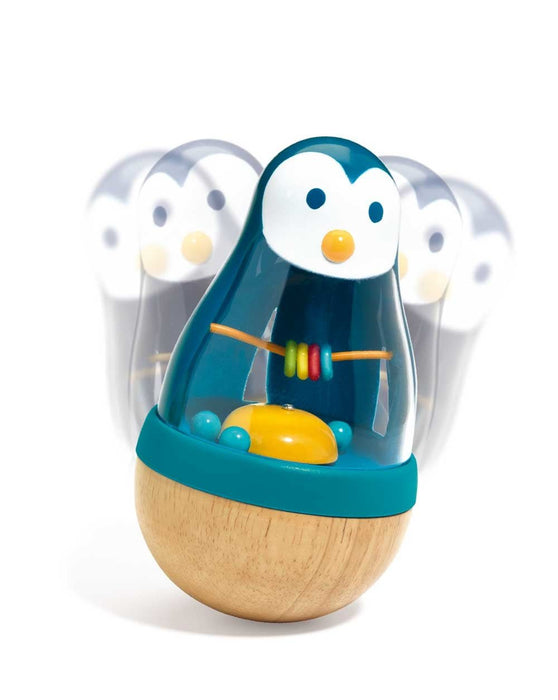 Stehauffigur & Rassel Roly Pingui von Djeco - Pilzessin.at