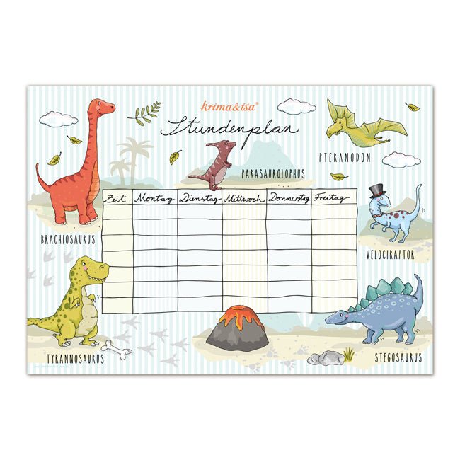 Stundenplan Dinos von Krima & Isa - Pilzessin.at - zauberhafte Kinderdinge