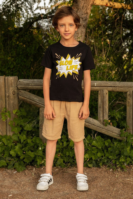 T-Shirt in schwarz "slow live" von SayPlease - Pilzessin.at - zauberhafte Kinderdinge