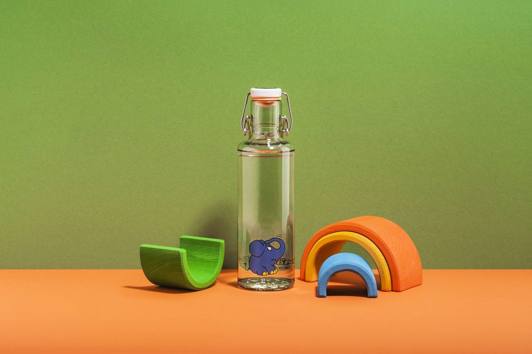 Trinkflasche aus Glas 0,6 l Der Elefant von Soulbottles