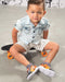 Turnschuh in grau mit orangem Tiger von Bobux - Pilzessin.at - zauberhafte Kinderdinge